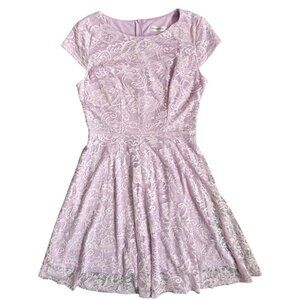 MUADRESS Women Cap-Sleeve Lace Floral Elegant Cocktail Bridal Dress Large